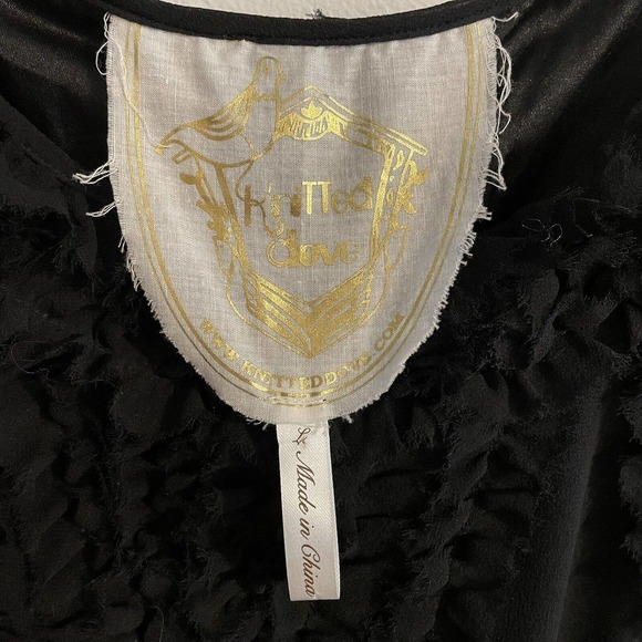 Modcloth Knitted Dove Large Silk Ragged Ruffle Dress Black Sleeveless Re… - Picture 6 of 8